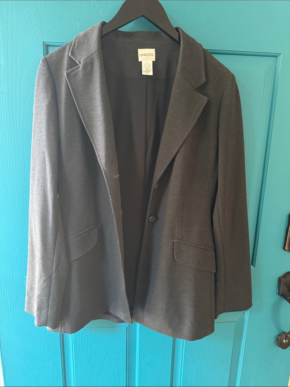 Chico's Women's Dark Charcoal Blazer Jacket Chicos size 1.